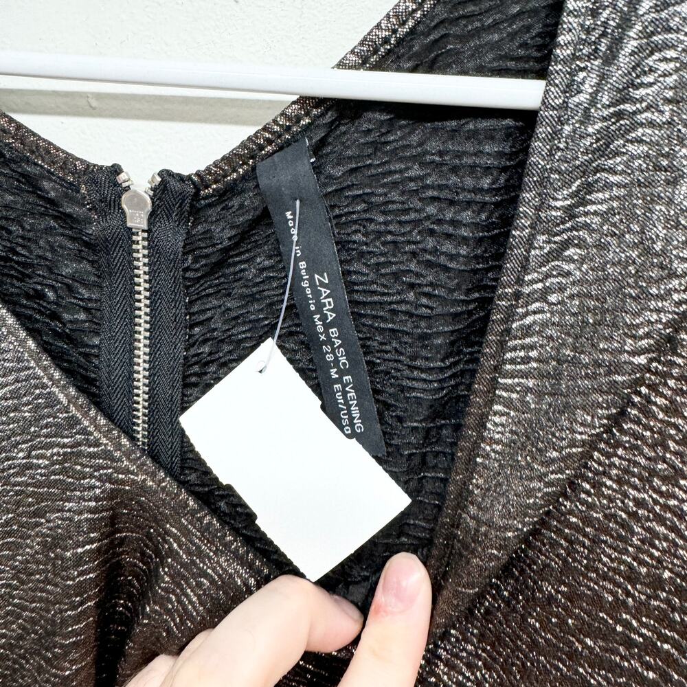 Zara Basic Evening Womens Silver/Brown Metallic O… - image 2